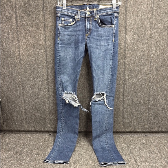 Rag & Bone Blue Skinny Jeans Distressed Casual - Picture 1 of 10